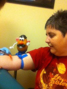 Ohiophotogrl and I getting our blood drawn